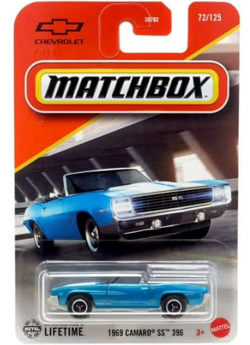 Matchbox 1969 Chevrolet Camaro SS 396 Convertible [Blue] 72/125, 1:64 Scale Diecast Toy Vehicle