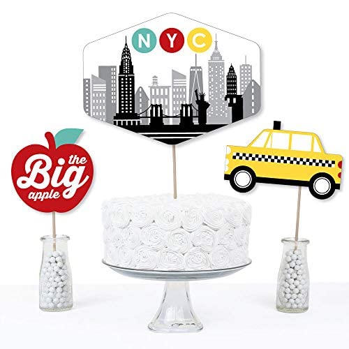 Big Dot of Happiness NYC Cityscape - New York City Party Centerpiece Sticks - Table Toppers - Set of 15