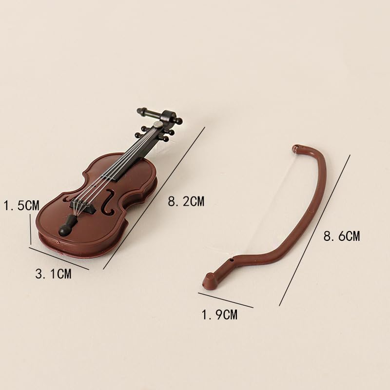 Tiosen Miniature Violin Collectible with Stand, Bow and Case, Dollhouse Musical Instrument Decoration