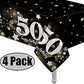 Oojami 4 Pack 50th Birthday Tablecloth, 50th Birthday Table Cloth - Plastic Party Table Covers, Reusable, Spill-Resistant, Fits 54 x 108 Inch