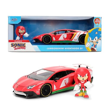 Jada Sonic Knuckles with Lamborghini Aventador SV - Hollywood Rides Die-Cast Vehicle & Knuckles Figure Toys - Opening Doors & Hood - Ages 8+