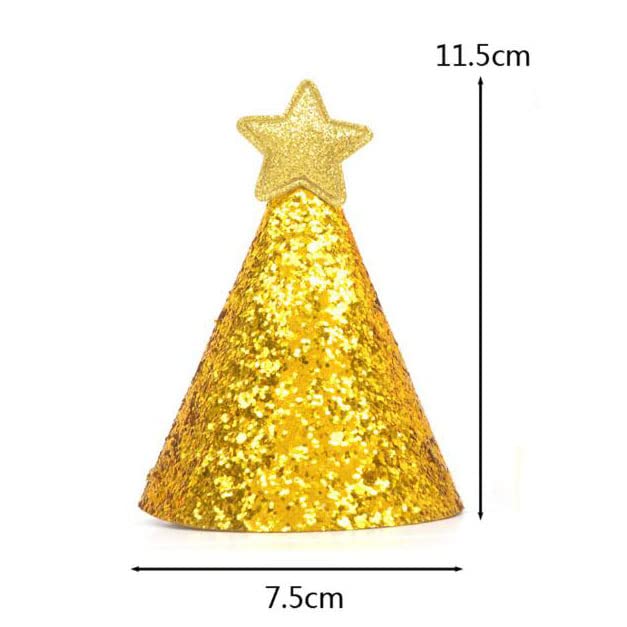 Fevoila Golden Star Birthday Hats, 12 Pcs Golden Happy Birthday Party Hats with Shiny Star Party Supplies for Pets Kids Adults