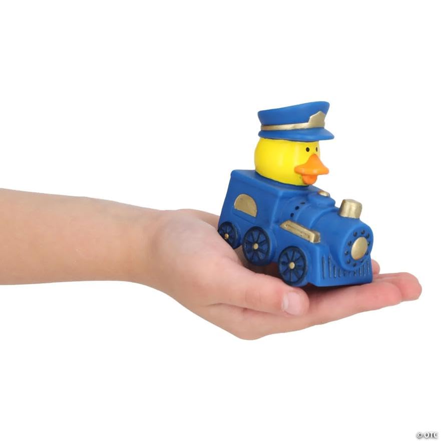 Fun Express 2 1/4" Train-Shaped Conductor Rubber Ducks - 12 Pieces