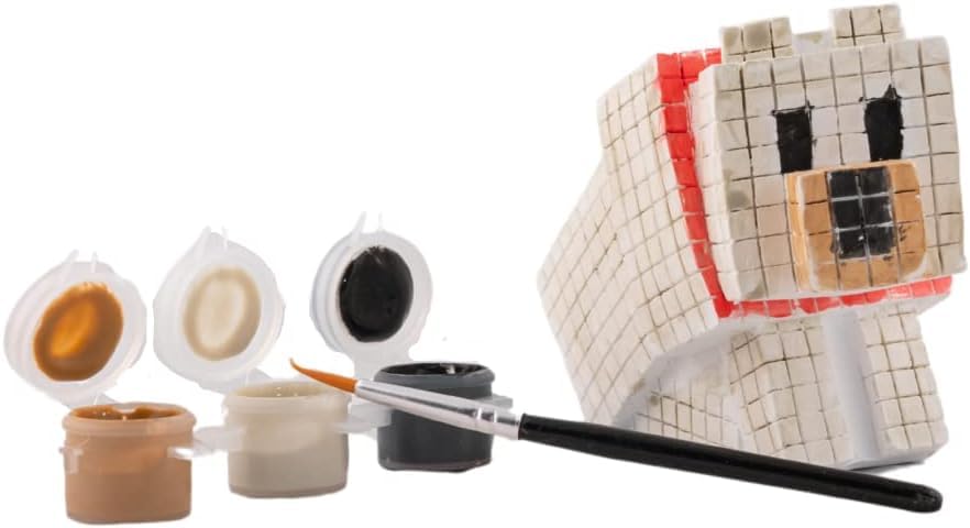 Minecraft Paint Your Own Figurines Set - Bundle with DIY Painting Set Featuring Creeper and Wolf Plus Stickers, More | Minecraft Painting Kit