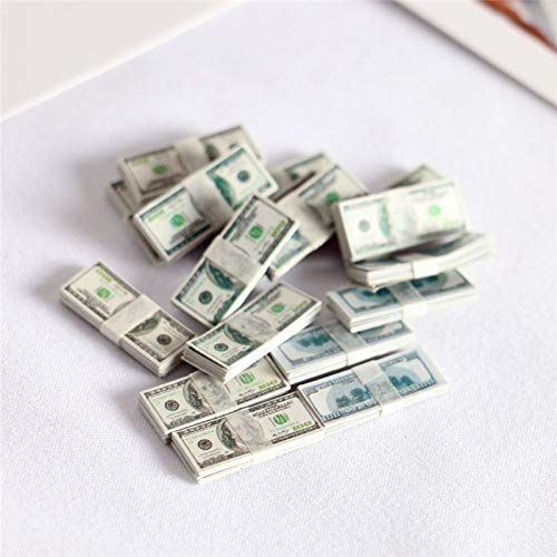 1:12 Dollhouse Miniature Scene Model Mini 200 Pieces Dollar Bills Set (Multicolored)
