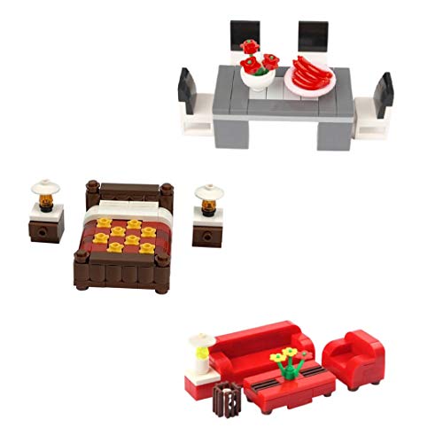 General Jim's Building Blocks Bricks House Furniture Set for Bedroom Living Room & Dining Room for City Street Houses Fun for All Building Levels