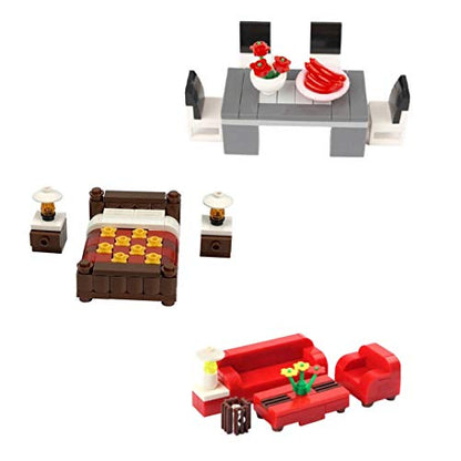 General Jim's Building Blocks Bricks House Furniture Set for Bedroom Living Room & Dining Room for City Street Houses Fun for All Building Levels