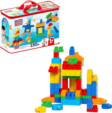 MEGA BLOKS First Builders Deluxe Building Bag Toddler Block Toys Set, Red