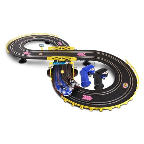 NKOK Sonic and Shadow Race Track Set with Working Lights, Lap Counter, Figure-8 Slot Car Track, Brown Box Packaging