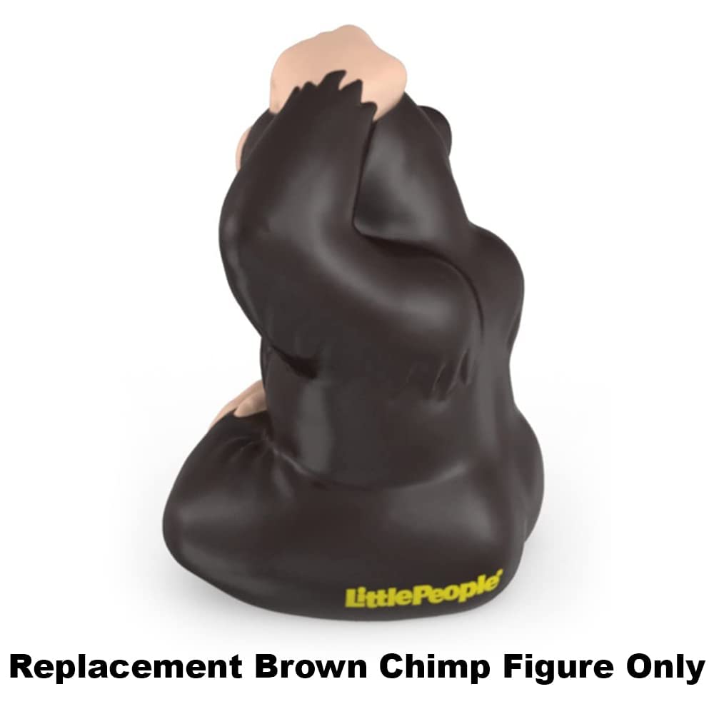 Replacement Part for Fisher-Price Little People Zoo Safari Playset BDY75 - Replacement Brown Chimpanzee Figure Holding a Banana and Scratching His