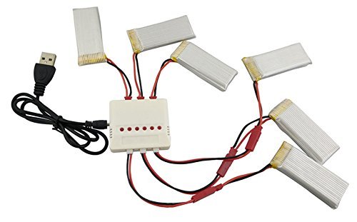 Fytoo 6pcs 3.7v 800mAh Lithium Battery+1pcs 6 in1 Battery Charger+3PS Conversion line for H12C H12 V636 V686 V686G V686J V686K JXD 509G 509V 2.4Gh RC