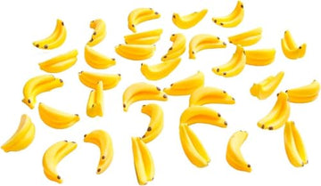 30Pcs Yellow Mini Plastic Artificial Bananas 1/12 Scale Dollhouse Accessories, Realistic Miniature Fruit Models for Fairy Garden Kitchen Decor & DIY
