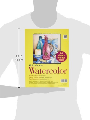 Strathmore 300 Series Watercolor Paper Pad, 9x12 inches, 24 Sheets (140lb/300g) - Artist Paper for Adults and Students - Watercolors, Mixed Media
