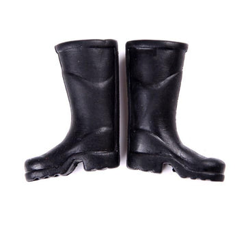 1Pair Black 1/12 Miniature Rubber Boots Dollhouse Garden Accessories, DIY Micro Scene Decor