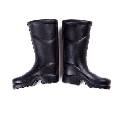1Pair Black 1/12 Miniature Rubber Boots Dollhouse Garden Accessories, DIY Micro Scene Decor