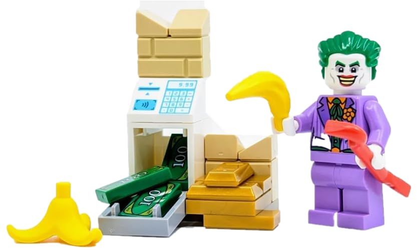 LEGO DC Superheroes: Joker Minifigure with Pink Suit and Crowbar and ATM