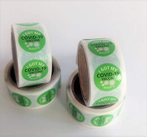 0.5" I Got My COVID-19 Vaccine, Stickers (Green, 100 Per Roll, 3 Inch Core)
