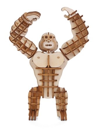 Kikkerland GG109 Wooden Puzzle, 3D, Gorilla