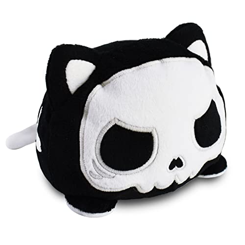 TeeTurtle - The Original Reversible Cat Plushie - White + Skeleton - Glows in the Dark! - Cute Sensory Fidget Stuffed Animals That Show Your Mood