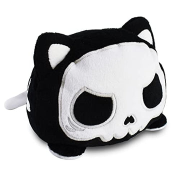 TeeTurtle - The Original Reversible Cat Plushie - White + Skeleton - Glows in the Dark! - Cute Sensory Fidget Stuffed Animals That Show Your Mood