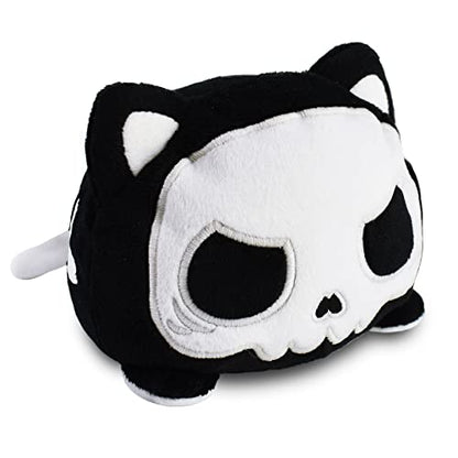 TeeTurtle - The Original Reversible Cat Plushie - White + Skeleton - Glows in the Dark! - Cute Sensory Fidget Stuffed Animals That Show Your Mood