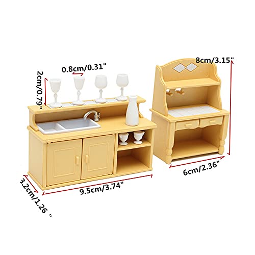 Acxico 2Pcs Plastic Kitchen Cabinet Miniature Furniture Room Item Set Mini Accessory