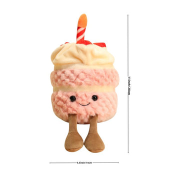 owemeet 11 Inch Birthday Cake Plush Stuffed Animals Plush Pillow Toy Soft Cake Plushies Funny Soft Food Plush Toys Gifts for Kids Birthday (Pink)