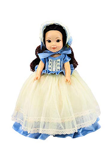 American Fashion World Blue Colonial Dress Set for 14-Inch Dolls | Hat Included | Premium Quality & Trendy Design | Outfit Fashions
