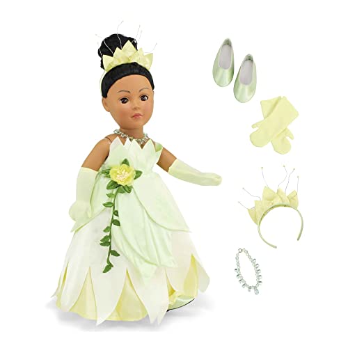 Emily Rose 18 Inch Doll Clothes 5-PC Princess Gown Halloween Costume Dress and Accessories Set with Crown, Necklace, Gloves and Matching Shoes | Doll