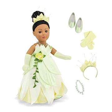 Emily Rose 18 Inch Doll Clothes 5-PC Princess Gown Halloween Costume Dress and Accessories Set with Crown, Necklace, Gloves and Matching Shoes | Doll