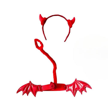 Clothes for Labubu Devil 2-Piece Outfit Set,Headpiece & Wings,Ideal for Halloween Costumes for 17cm Dolls(No Doll) (Red)