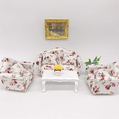 SXFSE Dollhouse Decoration Accessories, 1:12 Dollhouse Miniature Painted Wooden Frame Mural Accessories (A)
