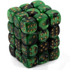 Chessex D&D Dice-12mm Gemini Black, Green, and Gold Plastic Polyhedral Dice Set-Dungeons and Dragons Dice Includes 36 Dice - D6, (CHX26839)