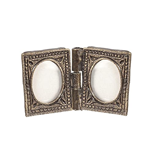 Melody Jane Dollhouse Small Antique Gold Double Folding Picture Photo Frame 1:12 Accessory
