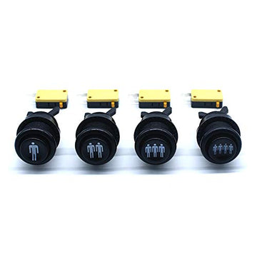 Arcity 4 Pcs Arcade Game Player Start Push Button 1P 2P 3P 4P Player Happ Style Standard American Type with Microswitch Jamma MAME Machine Console