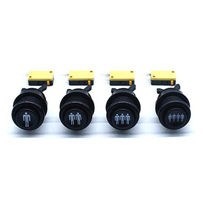 Arcity 4 Pcs Arcade Game Player Start Push Button 1P 2P 3P 4P Player Happ Style Standard American Type with Microswitch Jamma MAME Machine Console