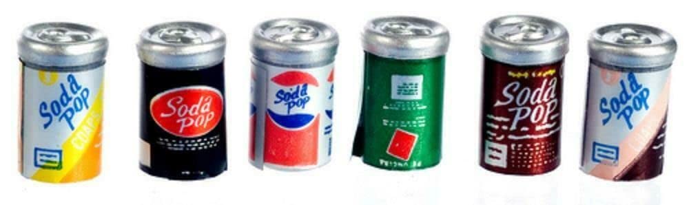Dolls House Miniature Pub Accessory 6 Pop Soda Cans 512