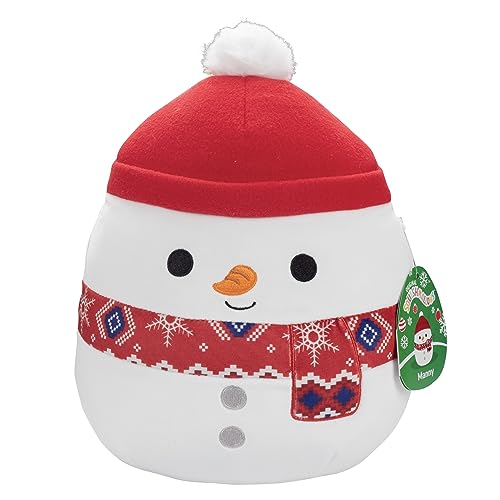 Squishmallows 10-Inch Manny The Snowman - Official Jazwares Plush - Collectible Soft & Squishy Stuffed Animal Toy - Add to Your Squad - Gift for Kids