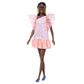 Barbie Fashionistas Doll #216 with Tall Body & Black Hair in Low Ponytail in Pink & Peach Party Dress, 65th Anniversary Collectible Toy