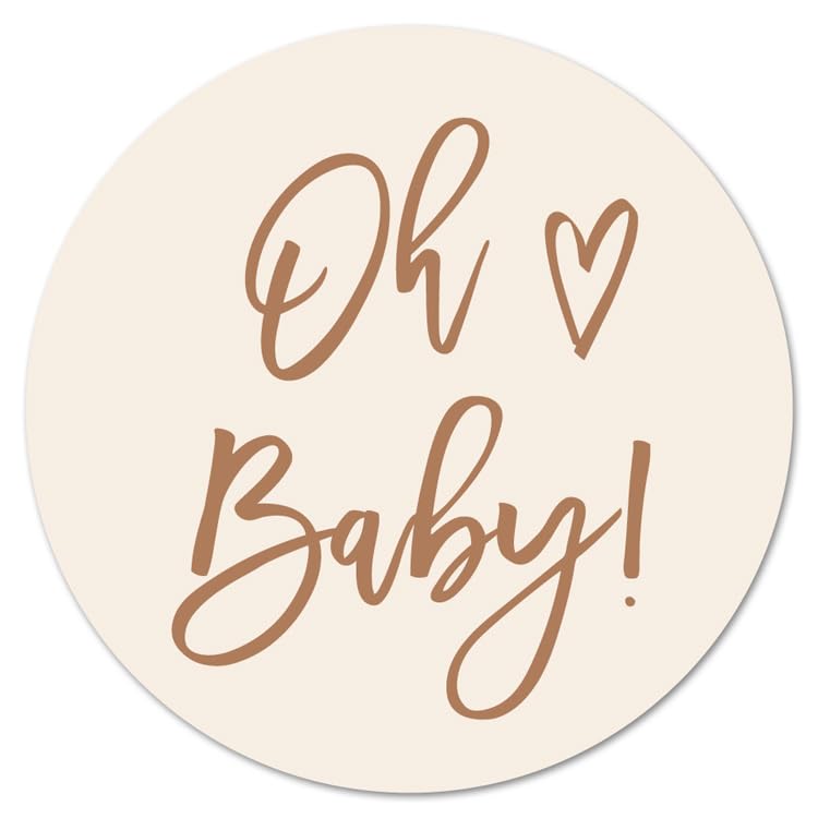 1.5-Inch Round Oh Baby Stickers - Set of 60 (Latte)