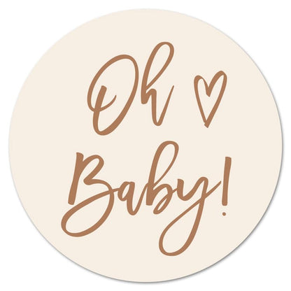 1.5-Inch Round Oh Baby Stickers - Set of 60 (Latte)