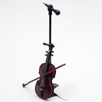 Miniature Violin with Stand Ornament, Bow and Case - Perfect Mini Musical Instrument for Cell Phone Case Decoration House Decoration and Collectors
