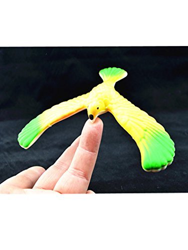 C&H Solutions Green Wing Yellow Body Cute Balancing Bird with Clear Triangle Stand