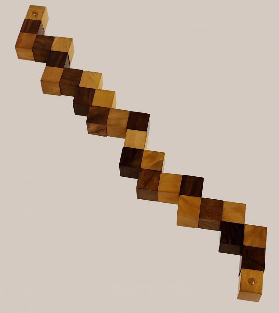 TOSQP27 Wooden Puzzle Brainteaser Snake Cube Handmade Adult Gifts -Brain Teasers Toy Intelligence Game -Intelligence Developing and Stress Relief Toy
