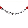 We’re So Proud of You Banner, Pre-Strung, No Assembly Required, Black Glitter Paper Party Decorations for Graduation Party Supplies, Letters