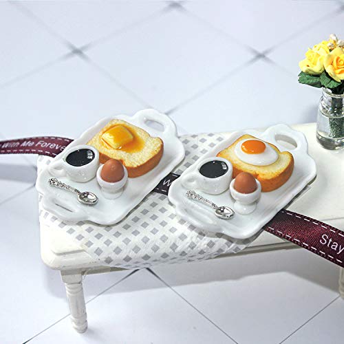 SXFSE Dollhouse Decoration Accessories, 1:12 Dollhouse Miniature Scene Model Breakfast Bread Coffee Egg Set (Egg Bread, 53 x 33 mm)