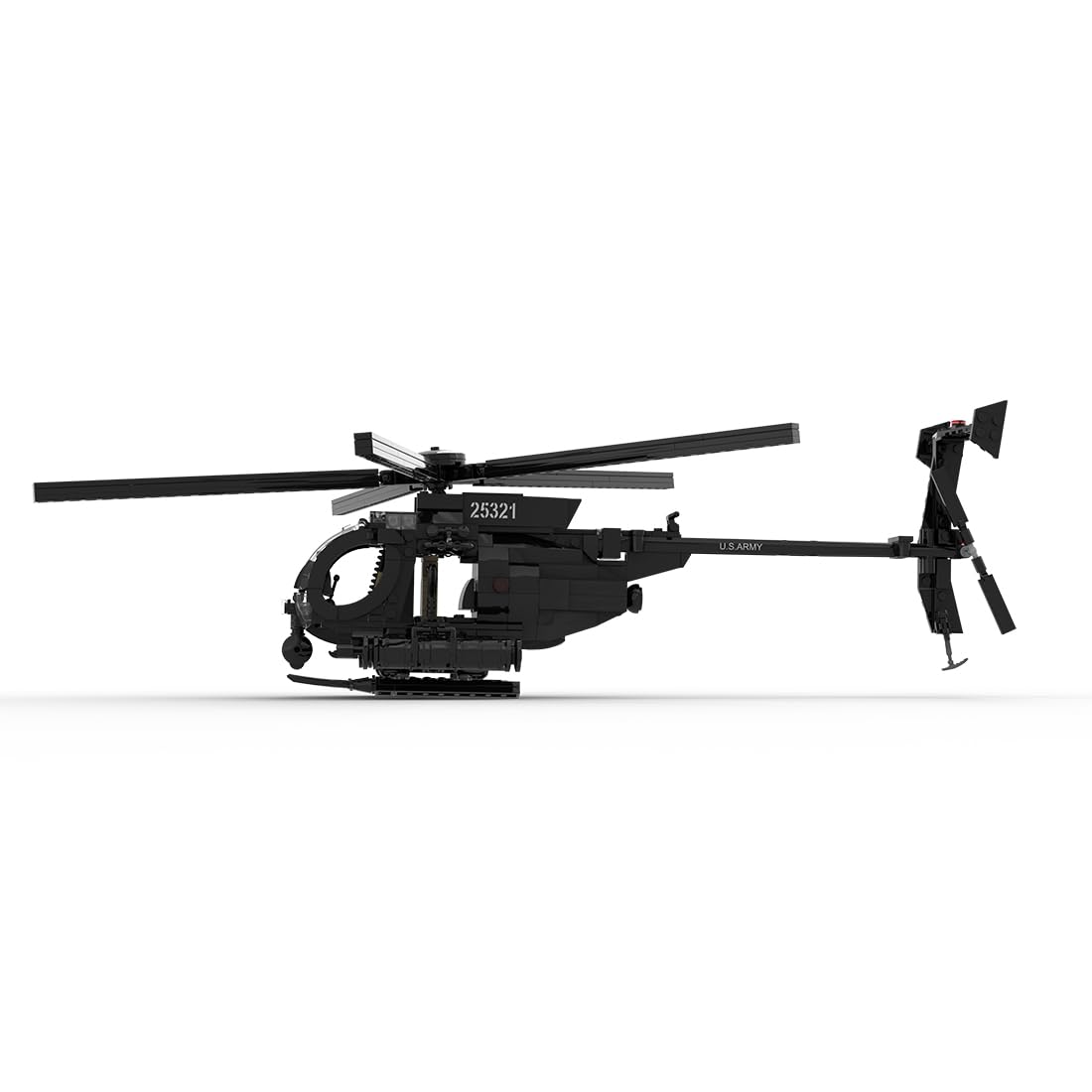 BrickCraftWorks MH-6 Little Bird Helicopter Model Building Blocks Set, Military Helicopter Model to Build and Display, Creative Interactive Building