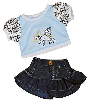 Unicorn Glitter Outfit Teddy Bear Clothes Outfit Fits Most 14" - 18" Build-a-Bear and Make Your Own Stuffed Animals