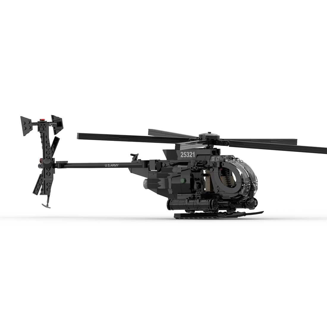 BrickCraftWorks MH-6 Little Bird Helicopter Model Building Blocks Set, Military Helicopter Model to Build and Display, Creative Interactive Building