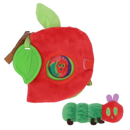 Eric Carle Very Hungry Caterpillar Activity Apple and Plush - Crinkle Texture Inside and Attached Leaf Teether - Hanging Loop for On The Go Fun